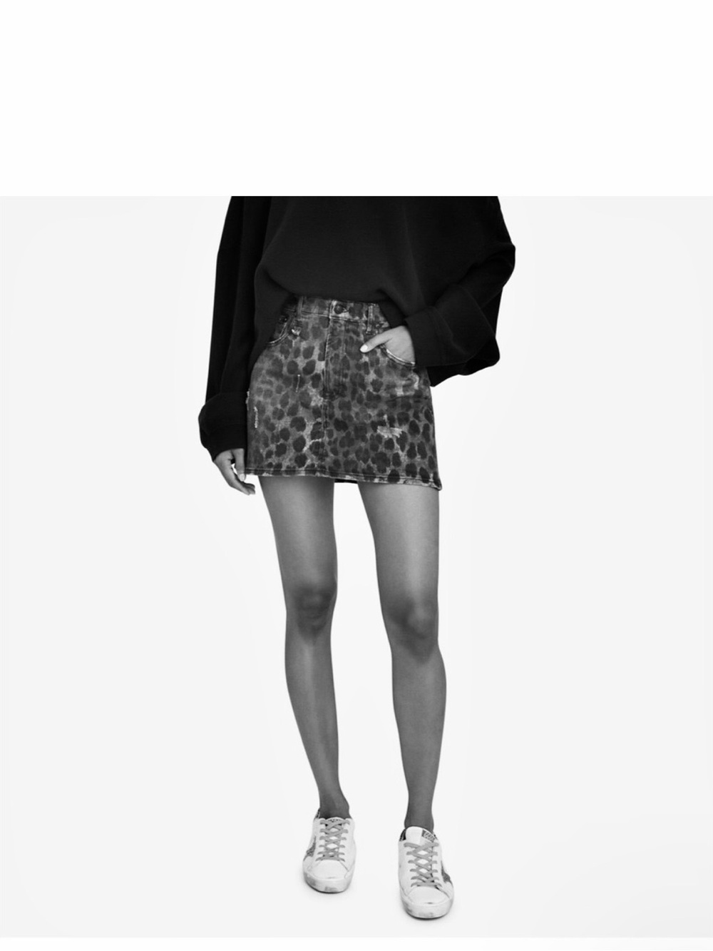 R13 | 26 / 2 | Floral Denim Charcoal Graphite Skirt Japanese Fabric Italy Made